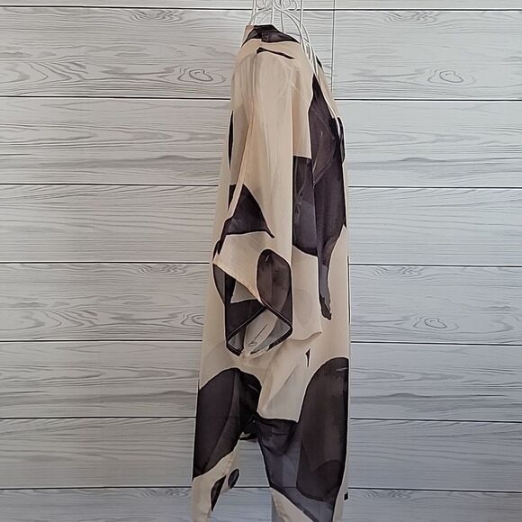Romana LaRue by Arianne sheer kimono wrap beige & brown Women's Size OS - Picture 5 of 13